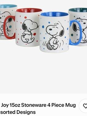 Stoneware Snoopy Mug - Blue Interior - 15oz